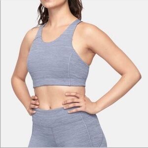 Outdoor Voices Grey Blue Heathered Key Cross Back Activewear Sports Bra Small